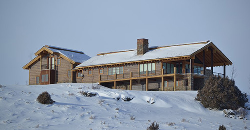 snowy cabin
